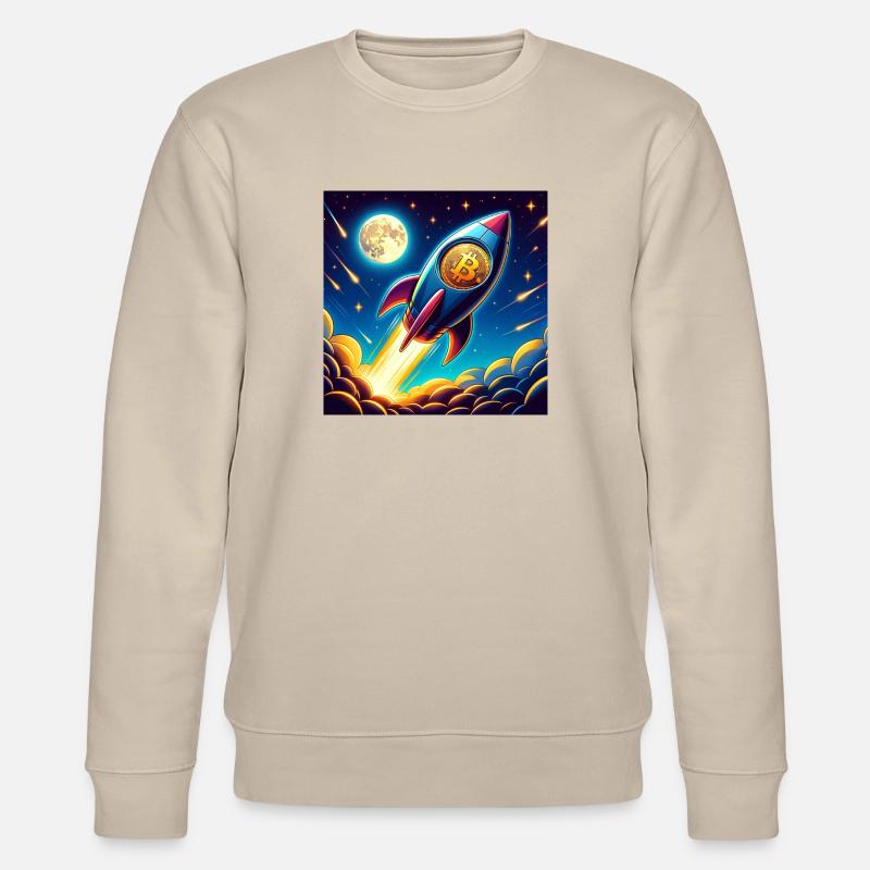 Bitcoin Moon rocket 1 - Stanley/Stella Unisex Bio-Sweatshirt CHANGER  - Beige