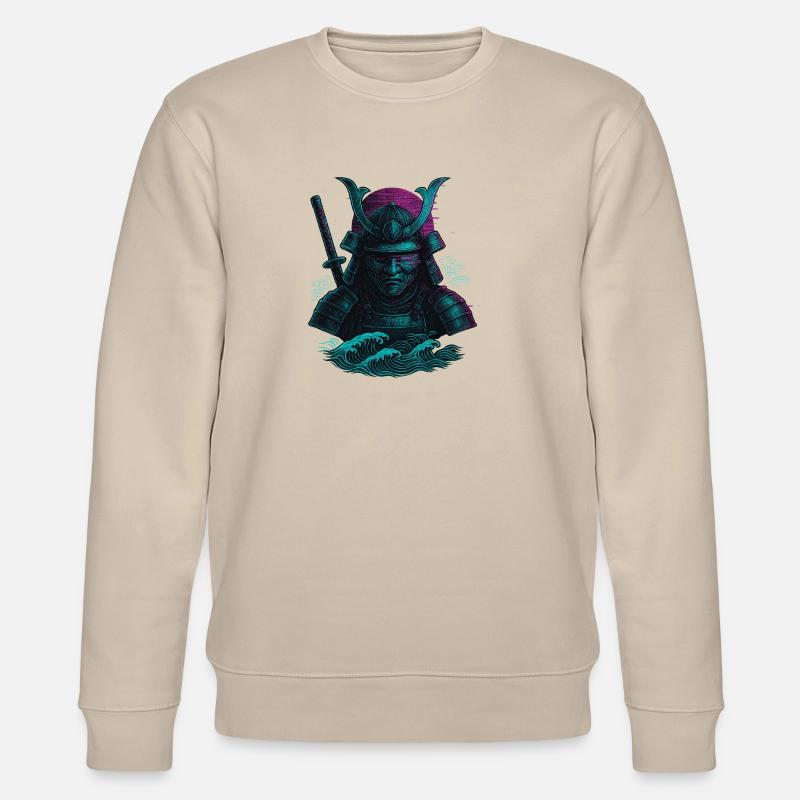 Glitch Samurai – Der digitale Krieger - Stanley/Stella Unisex Bio-Sweatshirt CHANGER  - Beige