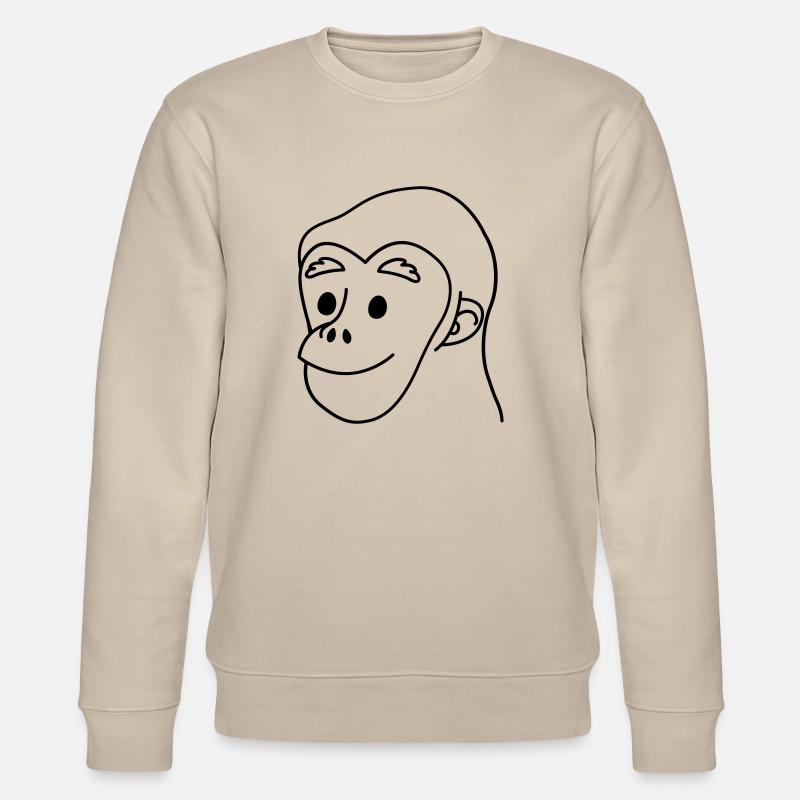 Schimpansen lächelndes Gesicht - Stanley/Stella Unisex Bio-Sweatshirt CHANGER  - Beige