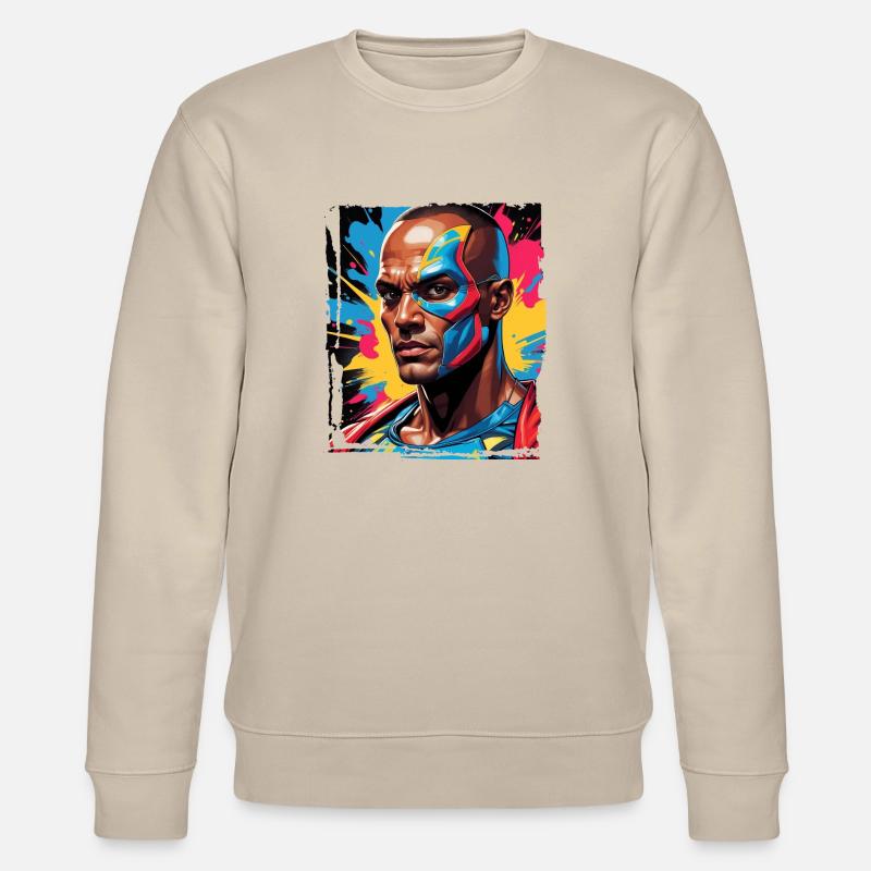 Porträt eines Sci-Fi-Superhelden - Stanley/Stella Unisex Bio-Sweatshirt CHANGER - Beige