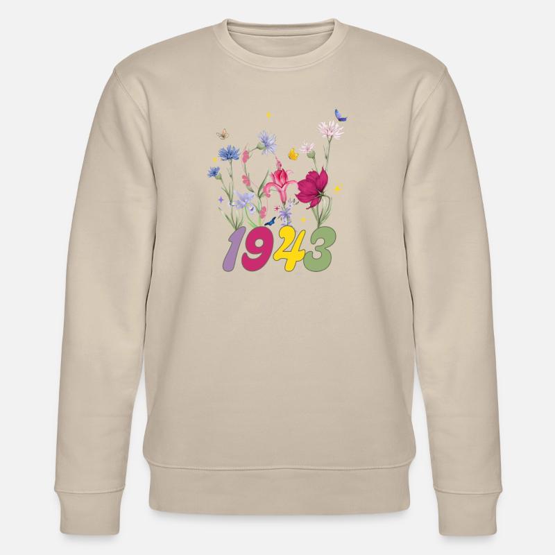 Geburtsjahr 1943 Wildblumen - Stanley/Stella Unisex Bio-Sweatshirt CHANGER  - Beige