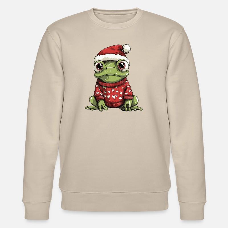 Frosch Weihnachten Comic - Stanley/Stella Unisex Bio-Sweatshirt CHANGER  - Beige