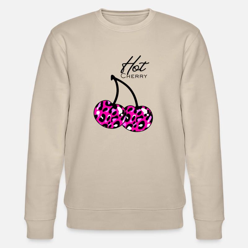 Pink leopard pattern cherry - Stanley/Stella CHANGER Unisex Organic Sweatshirt - beige