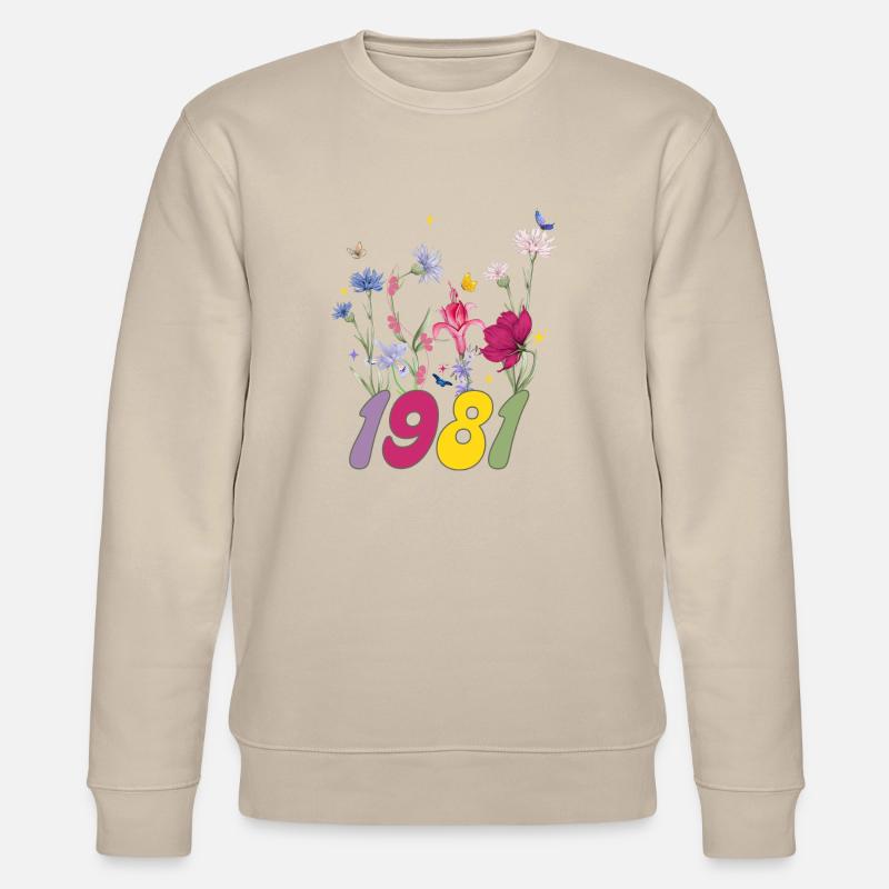 Geburtsjahr 1981 Wildblumen - Stanley/Stella Unisex Bio-Sweatshirt CHANGER  - Beige