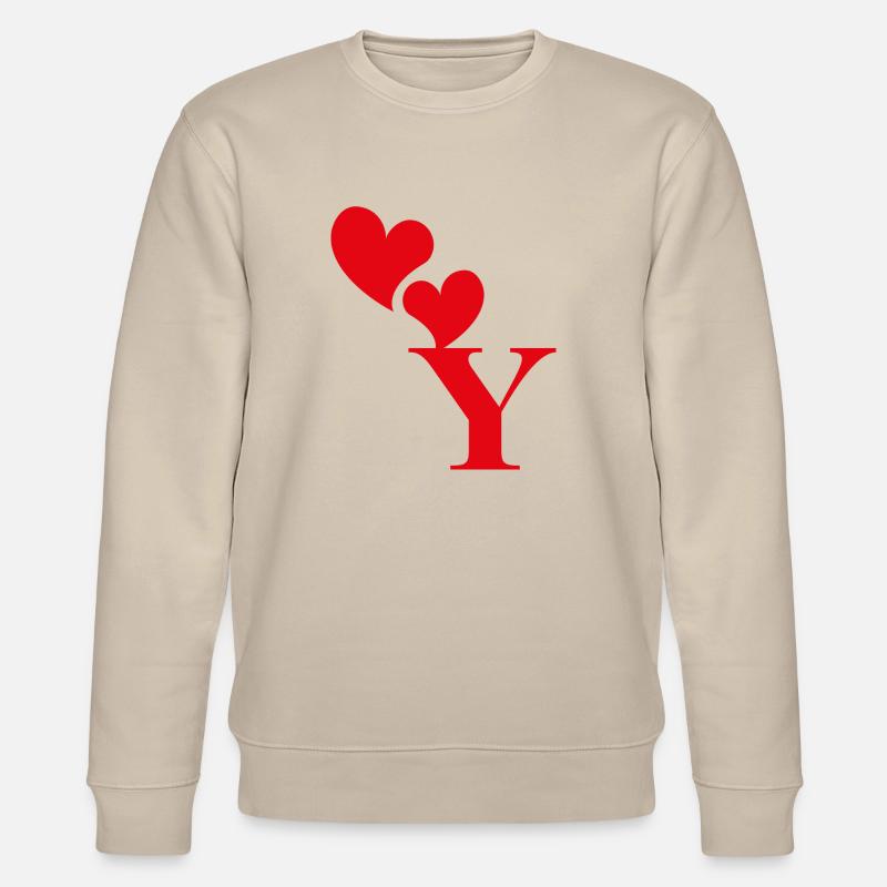 Buchstabe y rotes Herz - Stanley/Stella Unisex Bio-Sweatshirt CHANGER  - Beige