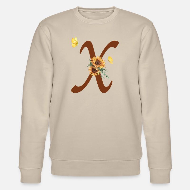 Buchstabe x Sonnenblume Schmetterling - Stanley/Stella Unisex Bio-Sweatshirt CHANGER  - Beige