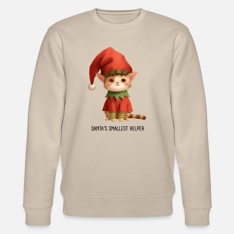 Imprimé chaton de Noël ludique - Sweat bio CHANGER Stanley/Stella Unisexe - beige