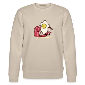 Ei reitet Bacon-Scheibe - Stanley/Stella Unisex Bio-Sweatshirt CHANGER  - Beige - Vorne - Nik (191cm) & Marisol (170cm)