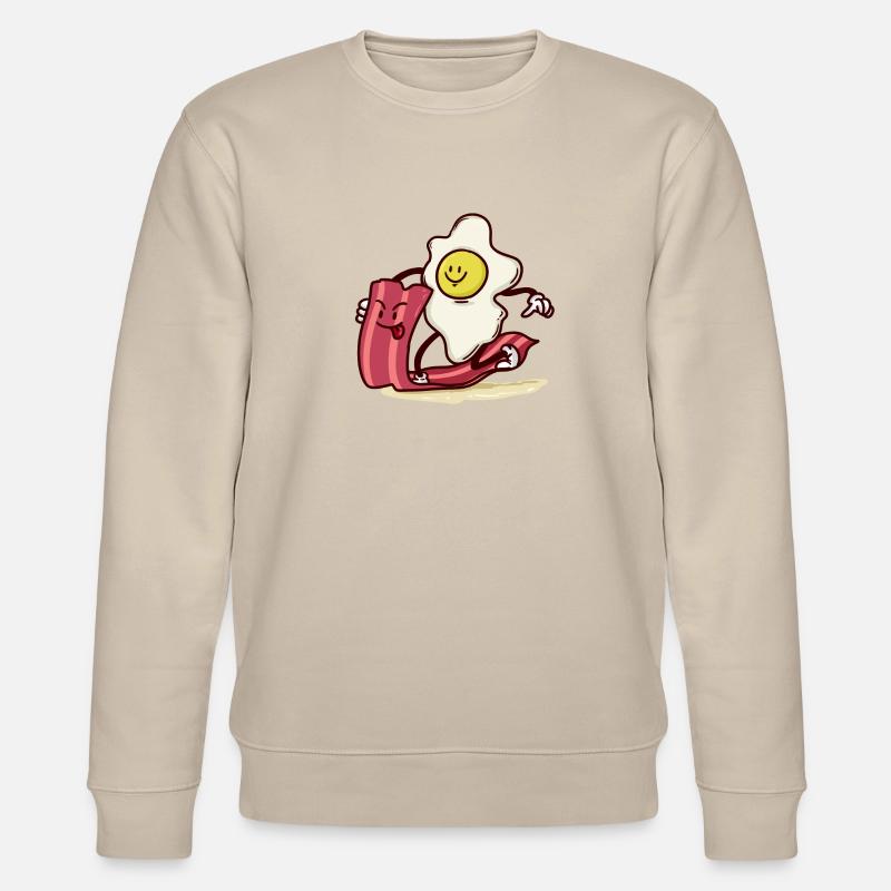 Egg rides bacon slice - Stanley/Stella CHANGER Unisex Organic Sweatshirt - beige