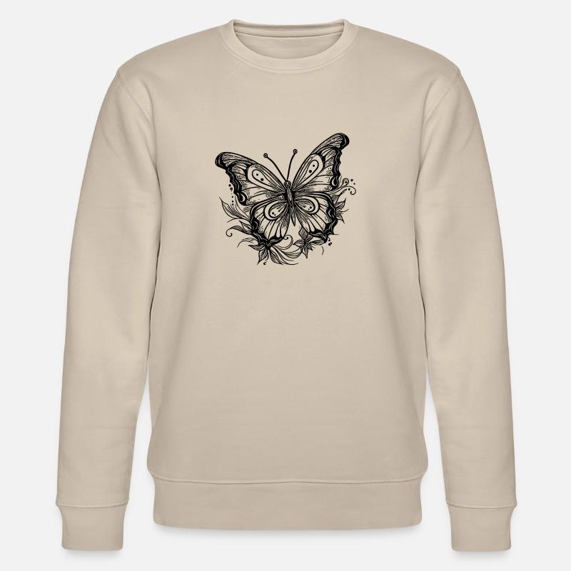 Style Tatouage de fleur Papillon - Sweat bio CHANGER Stanley/Stella Unisexe - beige
