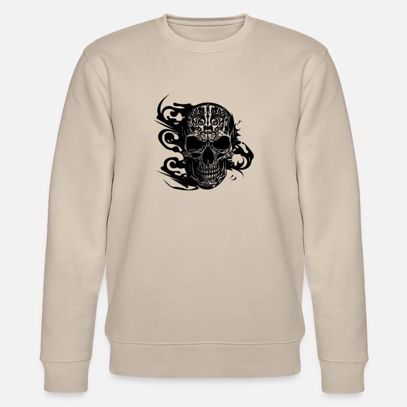 Crâne de tatouage souriant brûlant - Sweat bio CHANGER Stanley/Stella Unisexe - beige