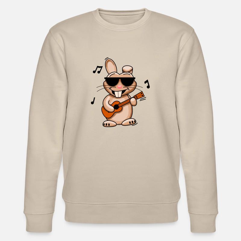 Hase mit Ukulele - Stanley/Stella Unisex Bio-Sweatshirt CHANGER  - Beige