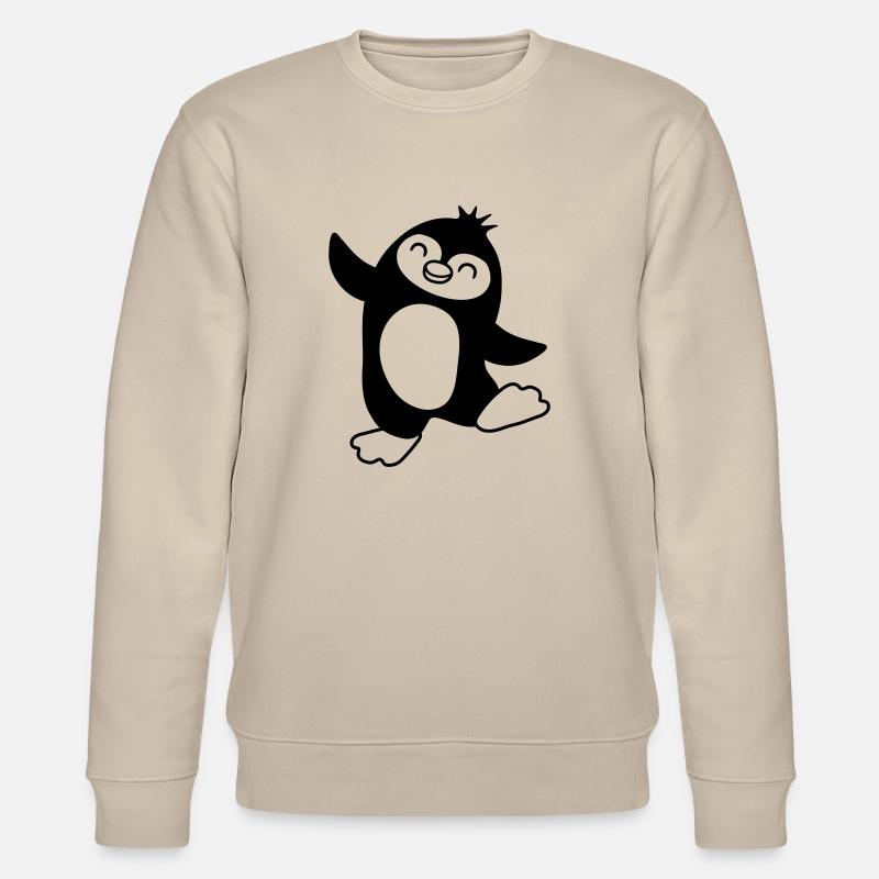 Süßer glücklicher Pinguin tanzt - Stanley/Stella Unisex Bio-Sweatshirt CHANGER  - Beige
