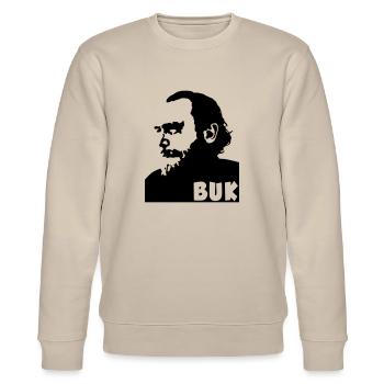 Charles Bukowski - Stanley/Stella Unisex Bio-Sweatshirt CHANGER  - Beige - Vorne - Nik (191cm) & Marisol (170cm)