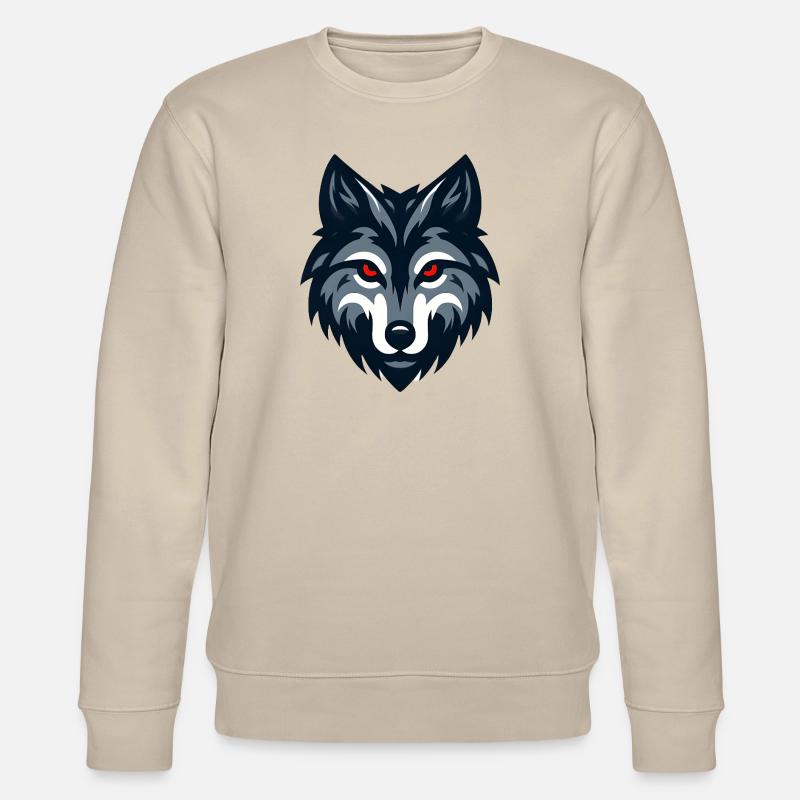 Angry red-eyed wolf - Stanley/Stella Unisex Bio-Sweatshirt CHANGER - Beige