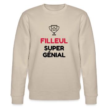 Filleul / Filleule / Parrain / Marraine / Bébé - Stanley/Stella CHANGER Unisex Organic Sweatshirt - beige - Front - Nik (191cm) & Marisol (170cm)