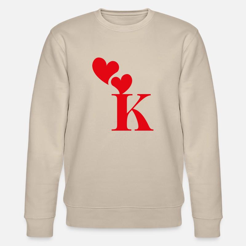 Buchstabe k Rotes Herz - Stanley/Stella Unisex Bio-Sweatshirt CHANGER  - Beige