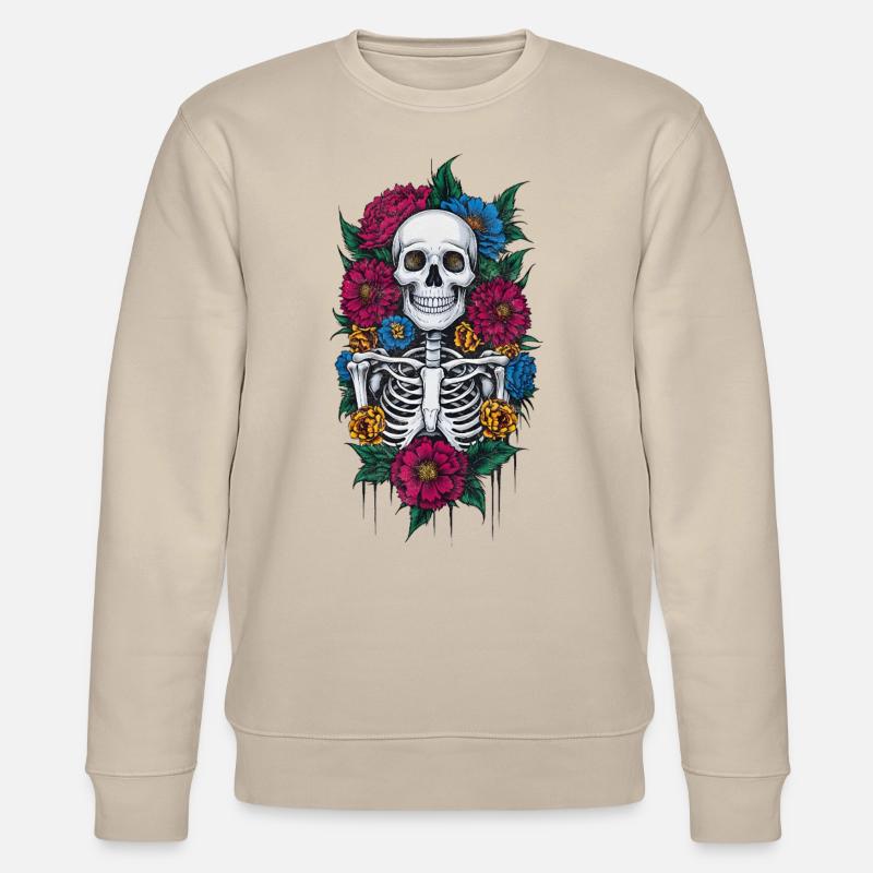 Floral skeleton 2 - Stanley/Stella Unisex Bio-Sweatshirt CHANGER  - Beige