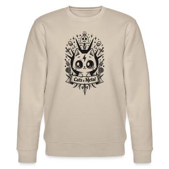 Cats and Metal - Stanley/Stella Unisex Bio-Sweatshirt CHANGER  - Beige - Vorne - Nik (191cm) & Marisol (170cm)
