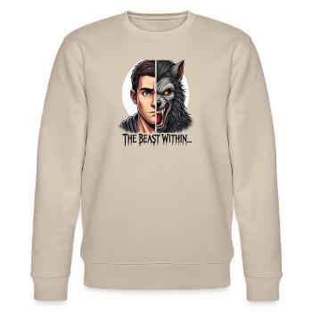 Werwolf Verwandlung im Vollmond - Stanley/Stella Unisex Bio-Sweatshirt CHANGER  - Beige - Vorne - Nik (191cm) & Marisol (170cm)