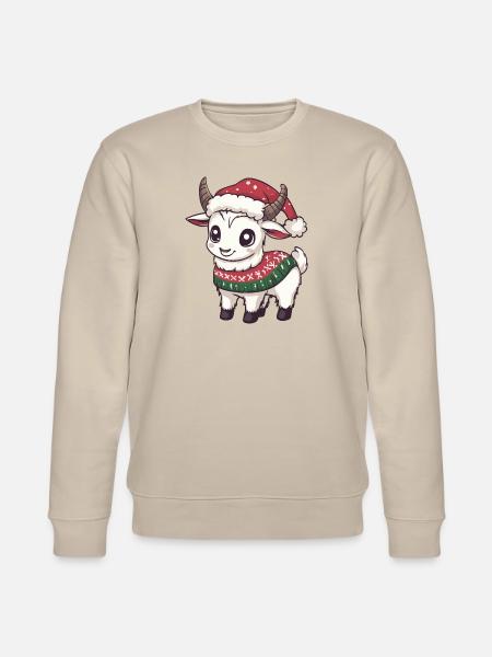 Bergziege Weihnachten Comic - Stanley/Stella Unisex Bio-Sweatshirt CHANGER  - Beige