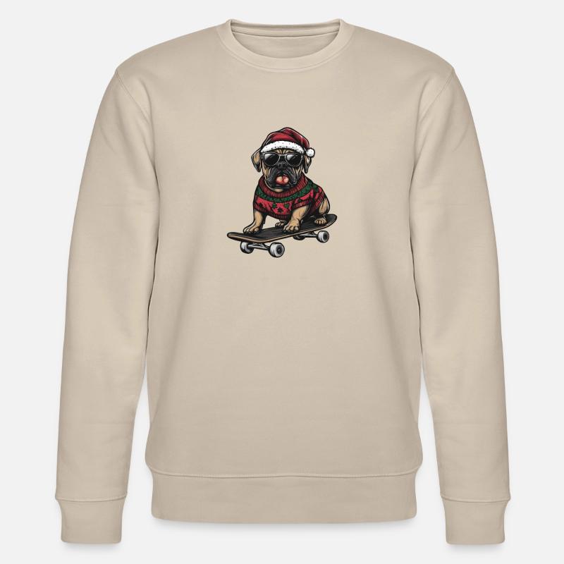 Mastiff Chien Noël Skateboard - Sweat bio CHANGER Stanley/Stella Unisexe - beige