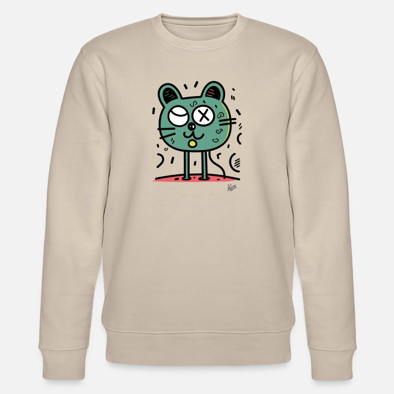 Lustiger Cartoon-Kater oder Katze - Stanley/Stella Unisex Bio-Sweatshirt CHANGER  - Beige
