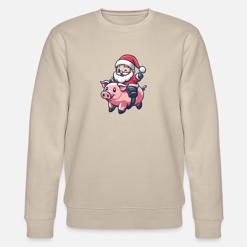 Cochon Père Noël - Sweat bio CHANGER Stanley/Stella Unisexe - beige