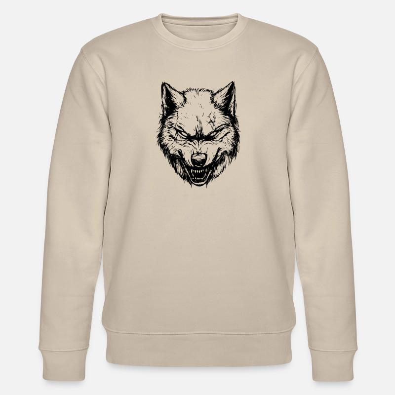 Wolf Kopf Tier - Stanley/Stella Unisex Bio-Sweatshirt CHANGER  - Beige