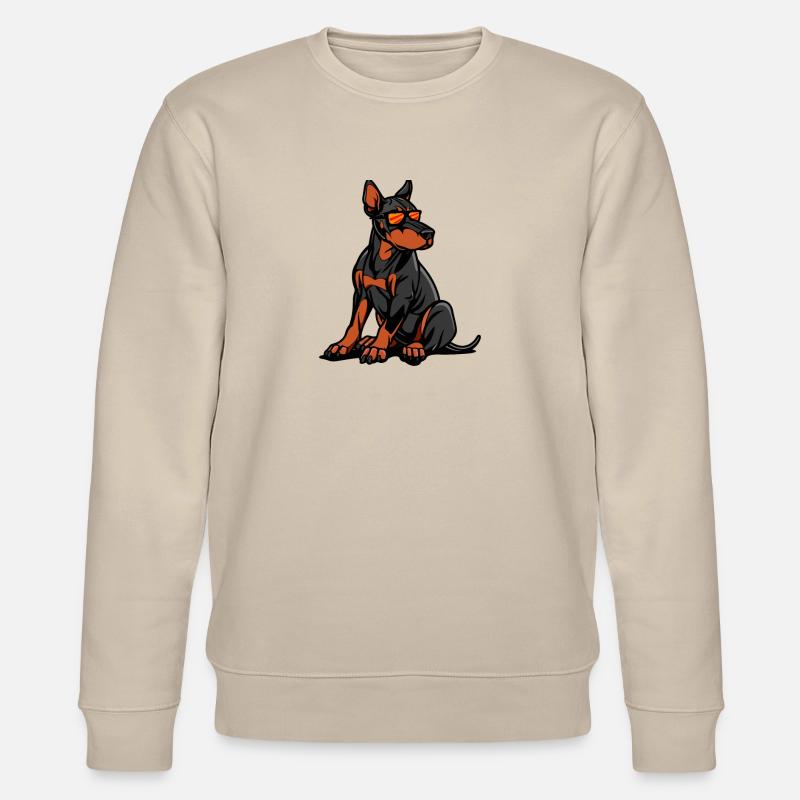 Dobermann Hund Comic Cool - Stanley/Stella Unisex Bio-Sweatshirt CHANGER  - Beige