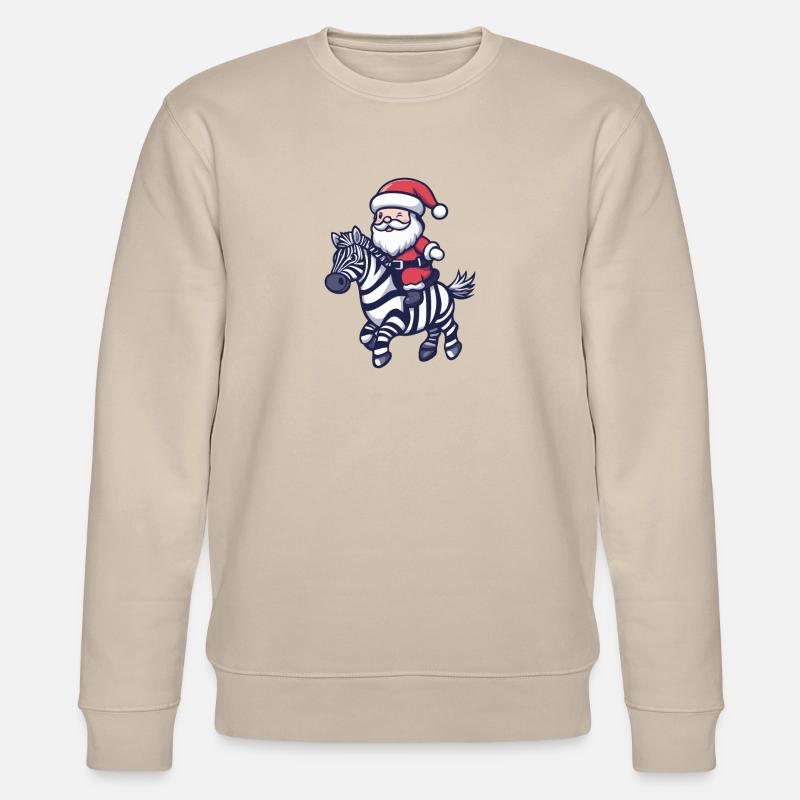 Zebra Weihnachtsmann Cartoon - Stanley/Stella Unisex Bio-Sweatshirt CHANGER  - Beige