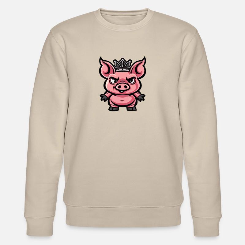 Schwein Cartoon Krone - Stanley/Stella Unisex Bio-Sweatshirt CHANGER  - Beige