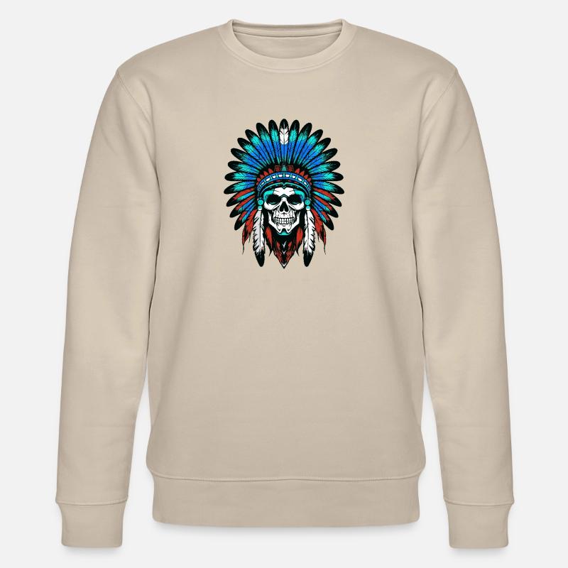 Crâne de chef indien Apache - Sweat bio CHANGER Stanley/Stella Unisexe - beige