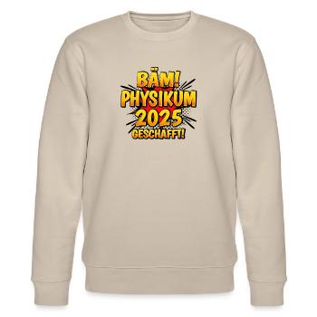 Physikum 2025 Medizinstudent Universität - Stanley/Stella Unisex Bio-Sweatshirt CHANGER  - Beige - Vorne - Nik (191cm) & Marisol (170cm)