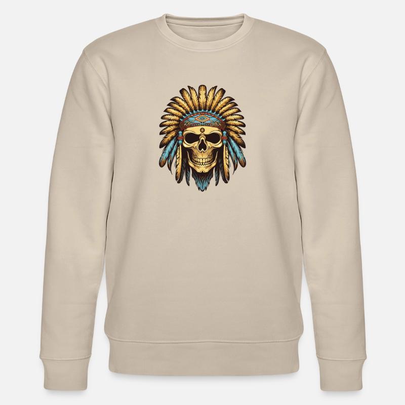 Apache Indianer Häuptling Totenkopf - Stanley/Stella Unisex Bio-Sweatshirt CHANGER  - Beige