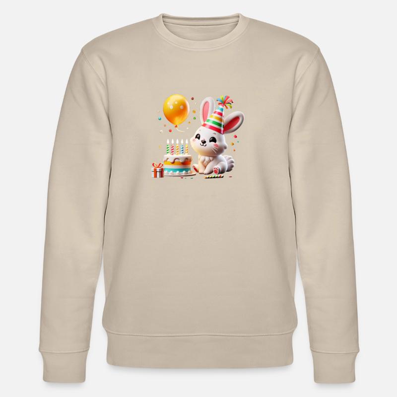 Bunny Kid Celebrating Birthday - Stanley/Stella Unisex Bio-Sweatshirt CHANGER - Beige