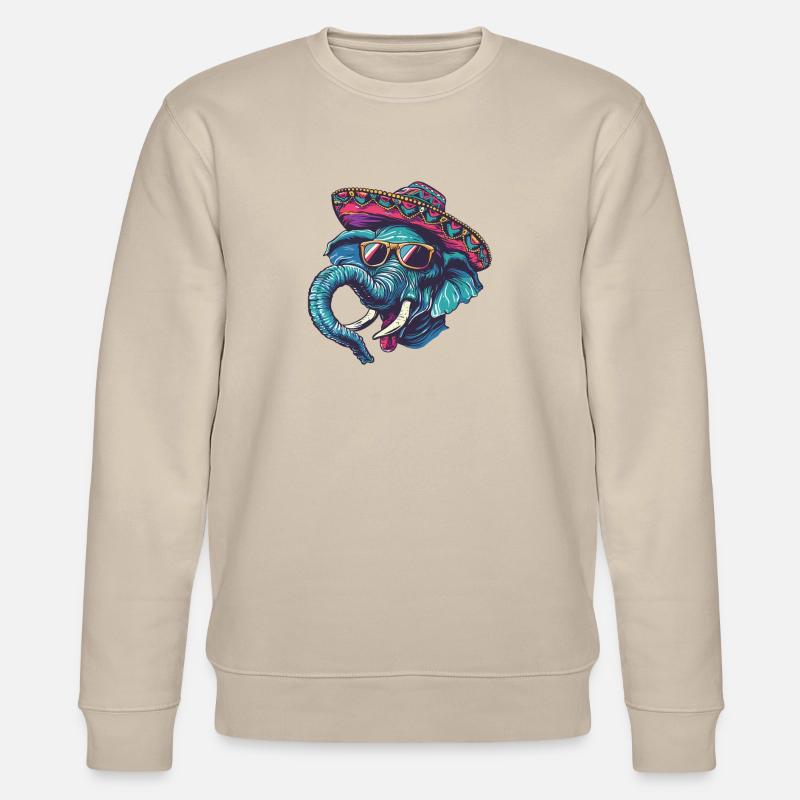 éléphant bande dessinée drôle sombrero - Sweat bio CHANGER Stanley/Stella Unisexe - beige