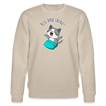 Drôle Bonjour avec chat mignon - Sweat bio CHANGER Stanley/Stella Unisexe - beige - Devant - Nik (191cm) & Marisol (170cm)