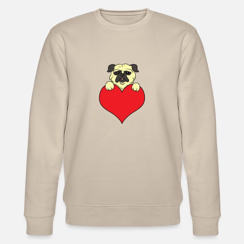 Pug Heart Mops herz - Stanley/Stella Unisex Bio-Sweatshirt CHANGER  - Beige