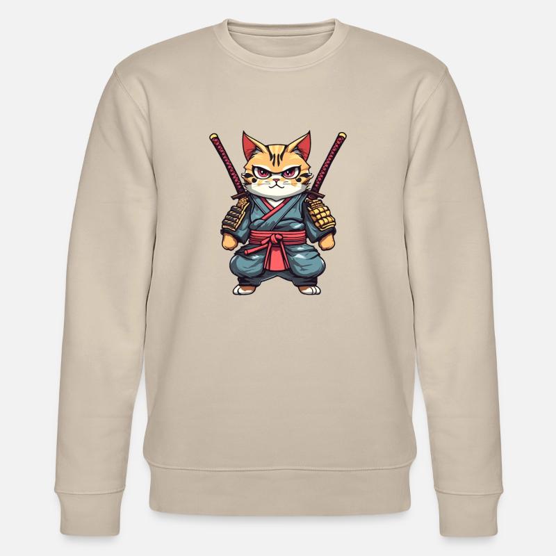 Samurai-Katze #21 - Stanley/Stella Unisex Bio-Sweatshirt CHANGER  - Beige