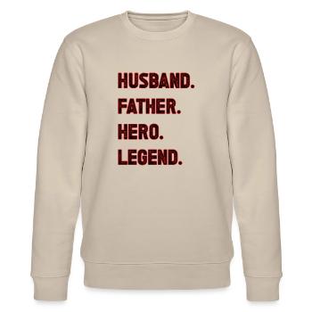 DAD Motto - Stanley/Stella Unisex Bio-Sweatshirt CHANGER  - Beige - Vorne - Nik (191cm) & Marisol (170cm)