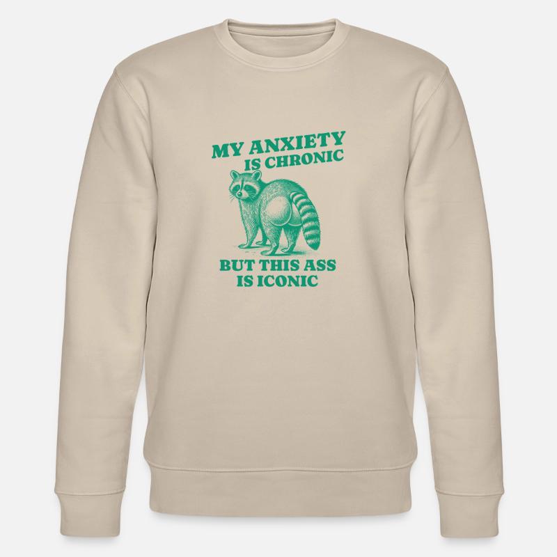 Angst Waschbär Design Humor - Stanley/Stella Unisex Bio-Sweatshirt CHANGER  - Beige