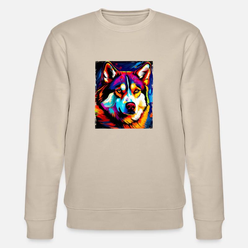 Portrait de chien husky - Sweat bio CHANGER Stanley/Stella Unisexe - beige