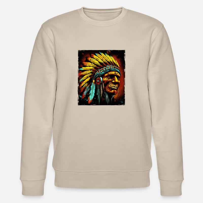 Apache Indianer Häuptling Totenkopf - Stanley/Stella Unisex Bio-Sweatshirt CHANGER  - Beige