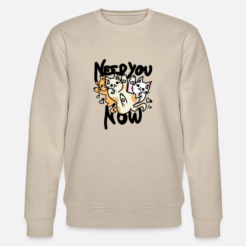 Katzen spruch mit herzen - Stanley/Stella Unisex Bio-Sweatshirt CHANGER  - Beige