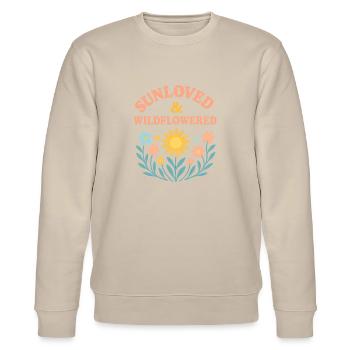 Sunloved Wildflowered Floral Motif Summer Bohemian - Stanley/Stella CHANGER Unisex Organic Sweatshirt - beige - Front - Nik (191cm) & Marisol (170cm)