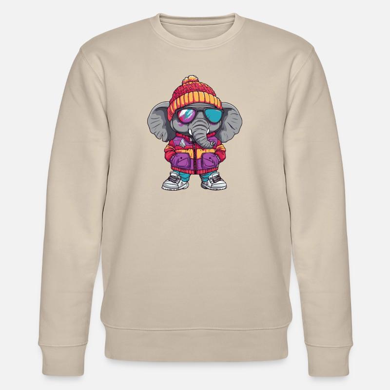 Elephant Cool Comic - Stanley/Stella CHANGER Unisex Organic Sweatshirt - beige