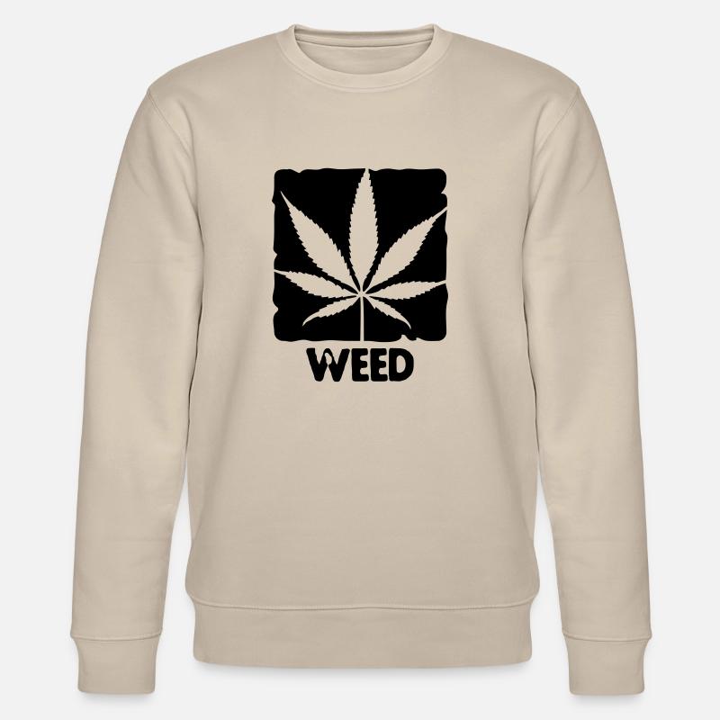 weed with boxed leaf - Stanley/Stella CHANGER Unisex Organic Sweatshirt - beige