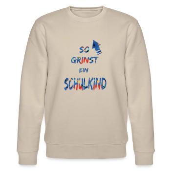 Schulkind grinst - Einschulung - Bl - Stanley/Stella Unisex Bio-Sweatshirt CHANGER  - Beige - Vorne - Nik (191cm) & Marisol (170cm)