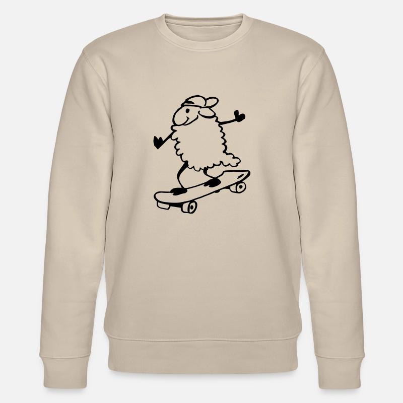 Schaf auf Skateboard - Stanley/Stella Unisex Bio-Sweatshirt CHANGER  - Beige